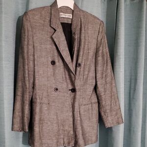 Amanda Smith Black and White Herringbone Blazer